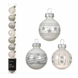 Christmas Decorations 9 Weihnachtskugeln Glas mit Motiven 3cm Christbaumkugeln Weihnachtsbaumkugeln Christbaumschmuck Weihnachtsbaumschmuck Winterweiß Mix transparent