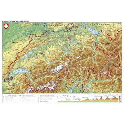 Schweiz physisch Papierposter, Karte von Heinrich Stiefel, Stiefel Eurocart