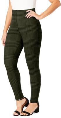 Plus Size Women's Everyday Stretch Cotton Legging by Jessica London in Dark Olive Green Glen Plaid (Size 12)