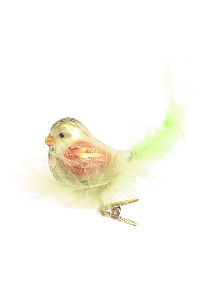 Krebs Glas Lauscha Christbaumornament "Vogel mit Federnest" in Grün - (B)15 cm - onesize