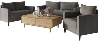 CraftPorch Contemporary Minimalist Linen Upholstered 3-Piece Living Room Set