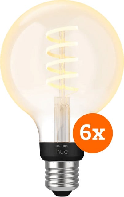 Philips Hue Filament White Ambiance Globe LED 6-pack
