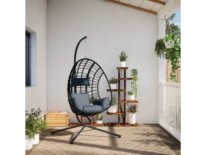 Remise  Chaise suspendue - CLOUD - œuf support anthracite rotin et acier JILIMAISON2025 6562709