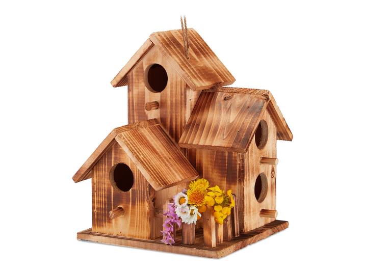 Vogelhaus mit 3 Häusern Braun