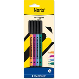 Staedtler Fineliner Noris writing pen, 307-S, Strichbreite 0,6 mm, farbig sortiert, 4 Stück