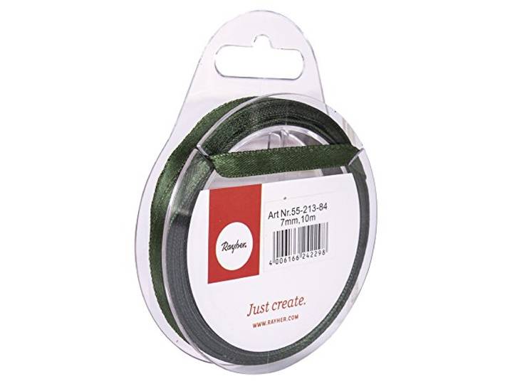Rayher 5521384 satijnlint, 7 mm, SB-rol 10 m, antiekgroen