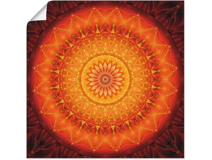 Wandbild ARTLAND Mandala Energie 1 , orange (farbe bild(er): orange), B:50cm H:50cm, Bilder, Wandbild, als Leinwandbild, Poster in verschied. Grössen