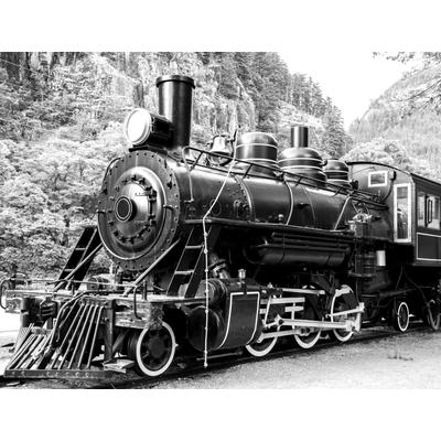 Fototapete PAPERMOON "Dampflokomotive Schwarz & Weiß", schwarz (schwarz, weiß), B:2,5m L:1,86m, Vlies, Tapeten