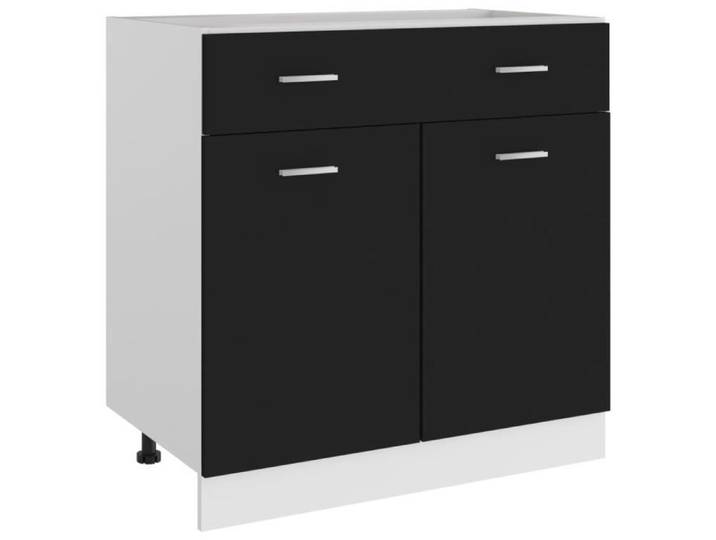 385®TOP-MARKT* Jill's Armoire de plancher - Commode Bas bahut de Cuisine à tiroir Noir 80x46x81 5 cm Aggloméré Contemporain décor