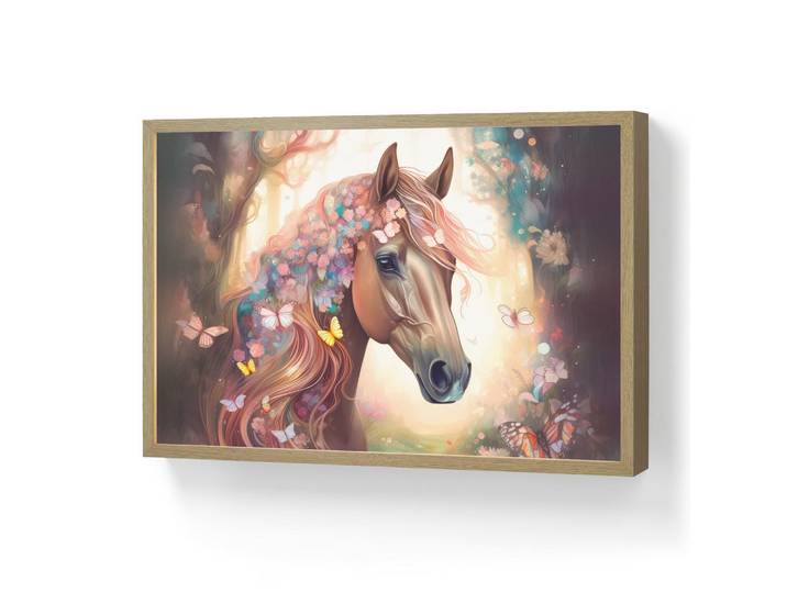 OnlyWow Nachttischlampe MIT Akku Pferd - Natur - Blumen - Schmetterlinge - Wald 60x40 cm, Dunkelbraun, Rechteckig, LED integrated, 60x40x8 cm, Lampen & Leuchten, Innenbeleuchtung, Nachtlichter