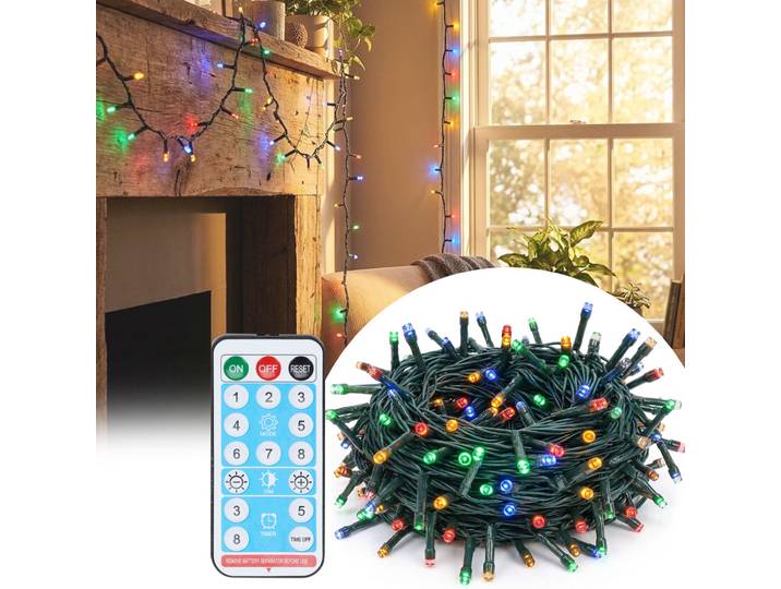 LED Solar Lichterkette 768 LEDs, 5,6m, 13 Funktionen, Fernbedienung, USB-ladebar
