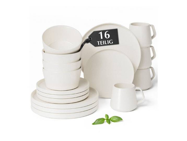 MiaMio Geschirr-Set Luxe Geschirrset 16-tlg Weiß