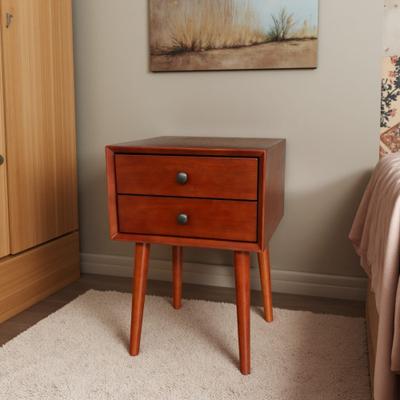 ZWYO HOSIMU "15.75"" MDF 2-Drawer Nightstand, Small Side End Table with Storage, Modern Bedside Accent with Gold Hardware for Bedroom"