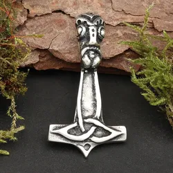 Drachensilber Thors Hammer Schmuck Kettenanhänger 925 Silber schlicht - Silber