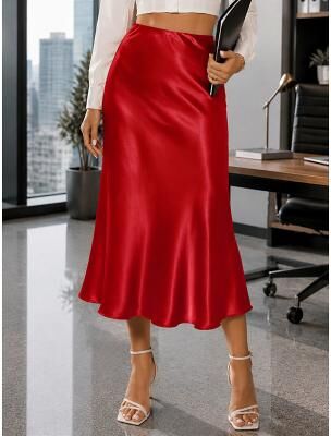 LightInthebox Women's Satin Slip Midi Skirt - Chic Midi Dress Satin Dress Elegant Vintage Fashion Daily Party Date Regular Fit Summer Fall