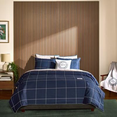 Lacoste Tennis Checks 3-Piece Premium Cotton Bedding Comforter Set