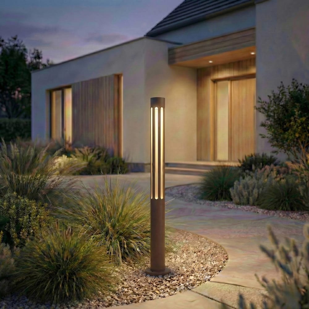 Lindby Eclairage exterieur led en aluminium marron Marron 8x60x8cm