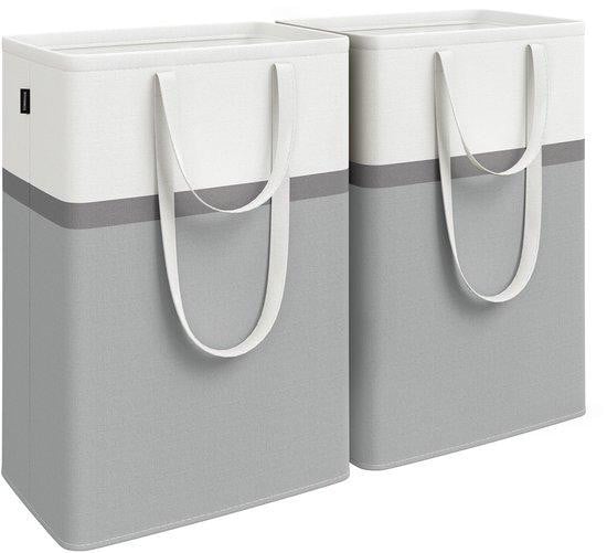 Opvouwbare wasmand van katoen met handvatten, 75 liter, grijs