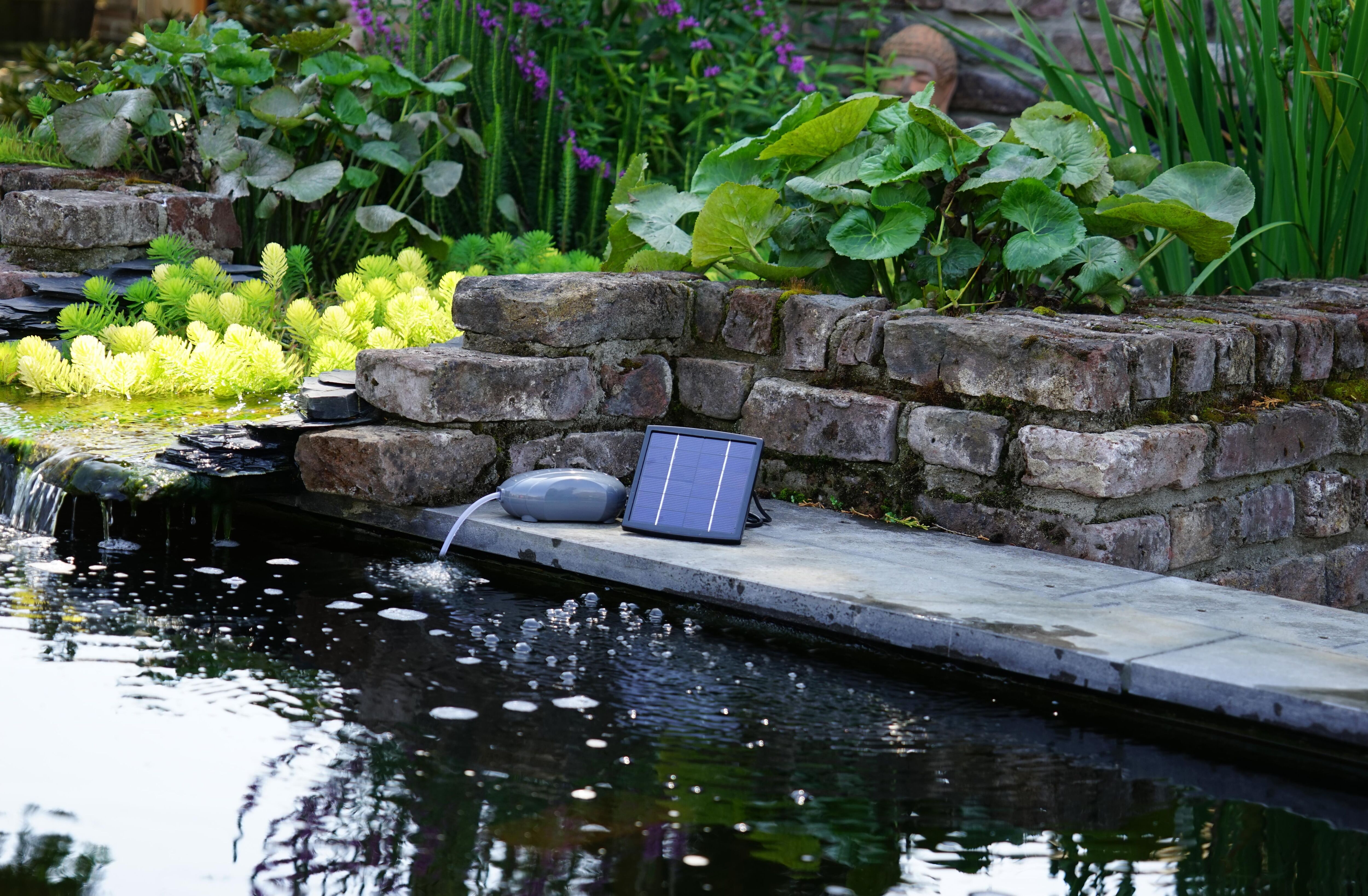 Teichpumpe UBBINK "AIR Solar 100", grau (grau, schwarz), Pumpen, Teichpumpe, mit Solartechnik, Sauerstoff für den Gartenteich