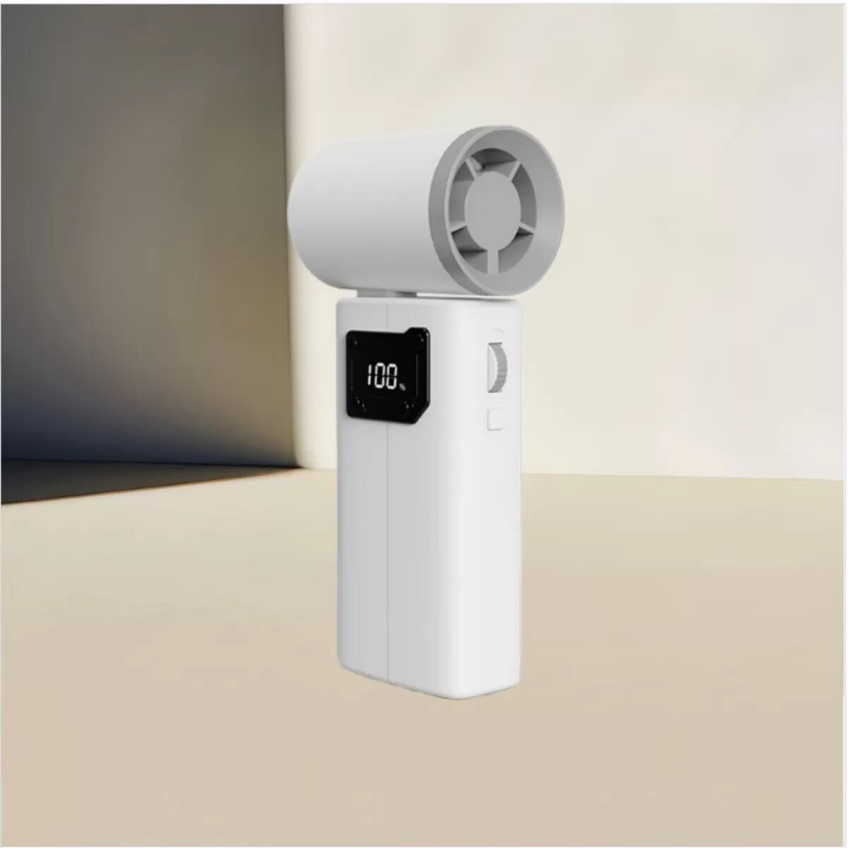 INF Hochgeschwindigkeits-Handventilator — faltbar, 100-stufige Einstellung, digitales Display, wiederaufladbar per USB Weiß