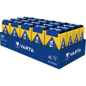 Varta Batterien Industrial Pro 4022, Alkaline, 9V, 5 Jahre lagerfähig, E-Block / 6LR61, 20 Stück