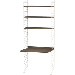 Schmales Standregal mit Schreibtisch Beige Walnuss