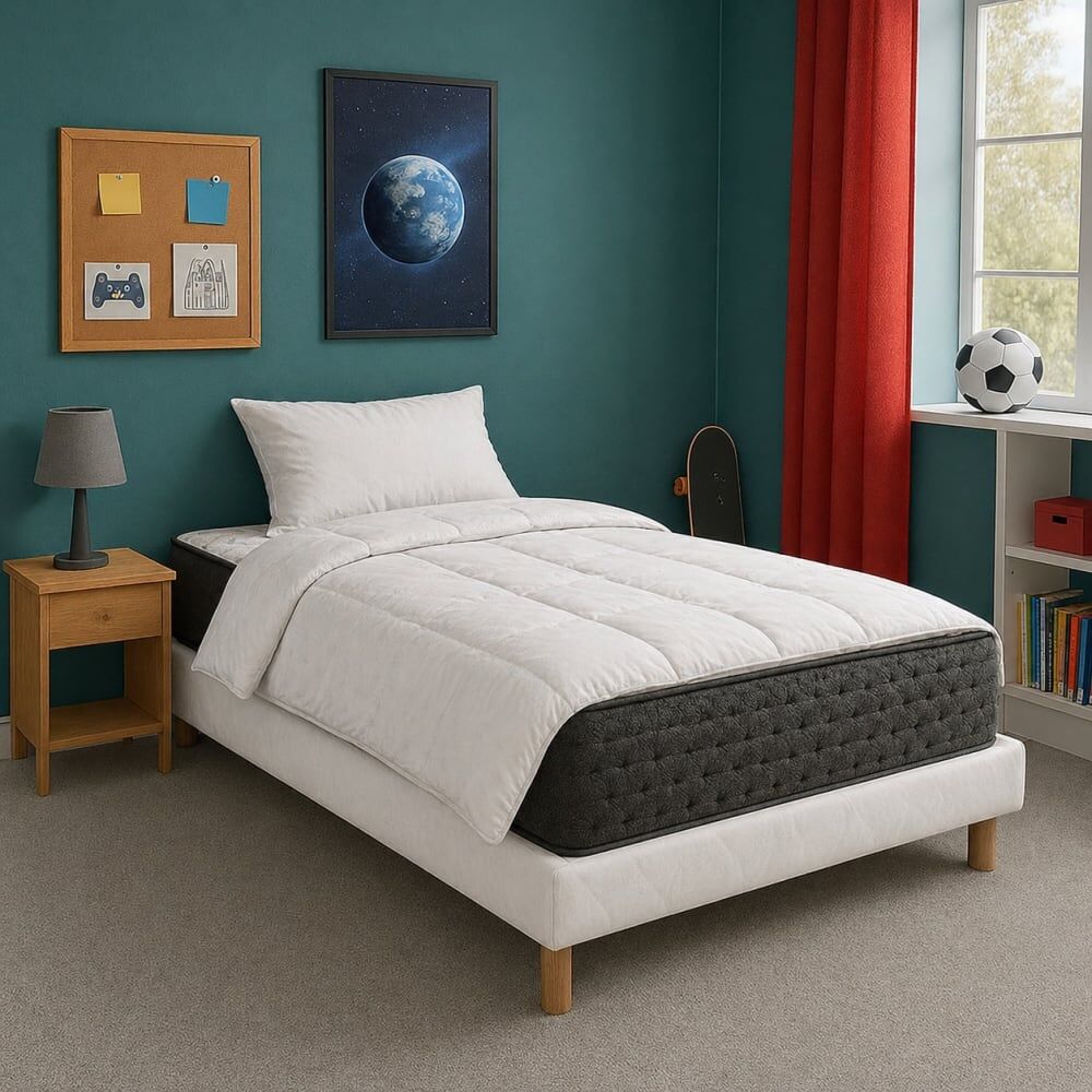 Luxury Literie Ensemble literie ressorts ensachés 90x190 cm Blanc 90x27x190cm