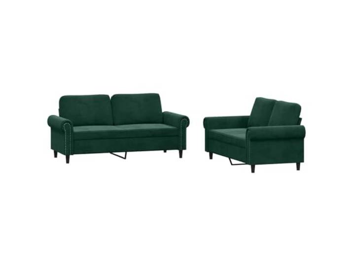 Coespram 2-tlg. Sofagarnitur mit Kissen Dunkelgrün Samt Polstersofa Elegante Couchgarnitur fürs Wohnzimmer: Schaumstoffpolsterung, 4 Kissen und stabiler Metallrahmen für hohen Komfort.