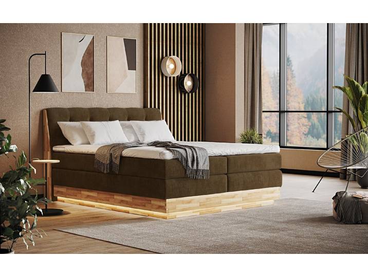 COTTA Boxspringbett Melissa - mit LED, Bettkästen, Kaltschaum-Topper & H2/H3 Matratzen (Bett inklusive Matratze, Topper und Bettkasten), mit LED, Kaltschaum-Topper, Bettkasten & H2/H3-Matratzen