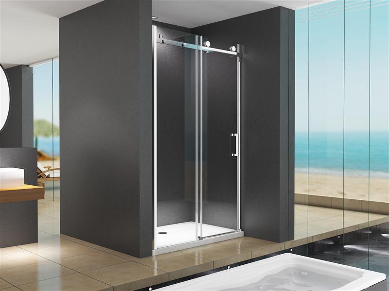 BuyLando Viktoria 100x195 cm Nischendusche mit Schiebetür - Silber Beschläge