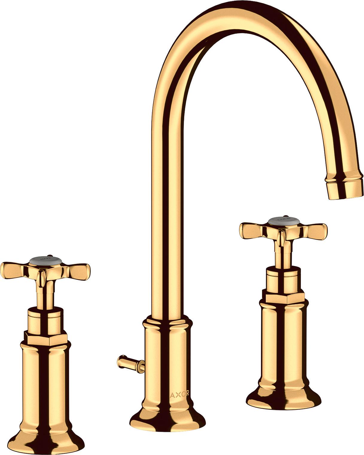 hansgrohe 3-Loch-Waschtischarmatur 180 Axor Montreux A 175mm, m Kreuz, ZugstAblGar, po g opt