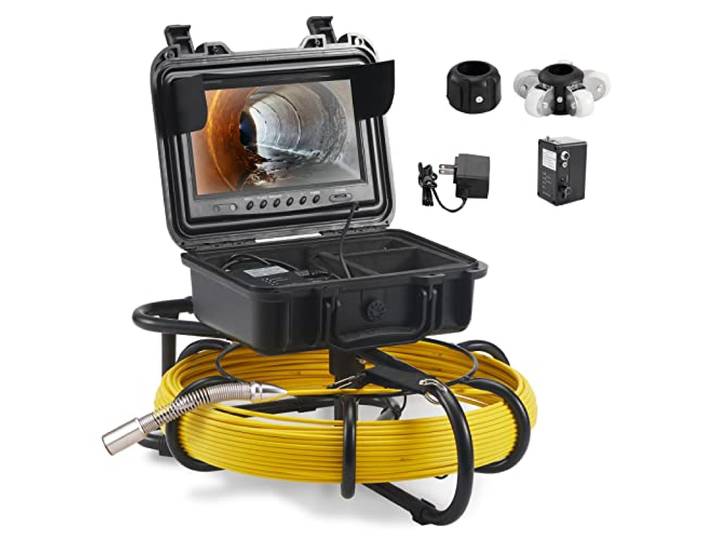VEVOR Caméra Inspection Canalisation avec Câble 50 m Écran 9\ 720p Pour Conduit Égout Maison Plomberie Tuyaux Vidange\, Écran 9 pouces\, Enregistreur DVR\, IP68\, 12 LED Réglables\, Carte SD 16 Go
