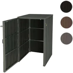 XL 1er-/2er-WPC-Mülltonnenverkleidung HWC-J28, Premium Mülltonnenbox, Metall Holzoptik, erweiterbar ~ grau