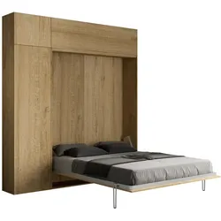 Itamoby -  Kentaro Quercia Natura Doppelbett mit Säule - Oberlichtschrank - Oberschrank über Säule Klappbett