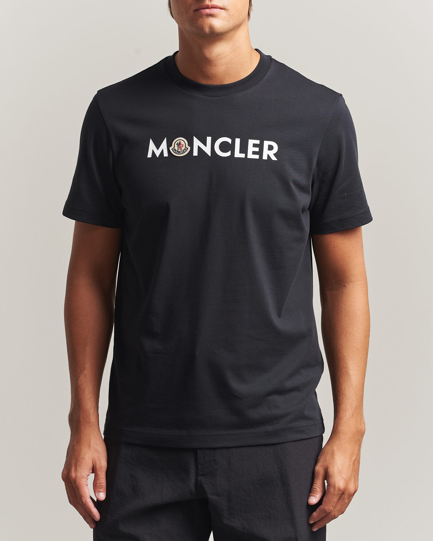 Moncler Logo Lettering T-Shirts Navy men L Blå