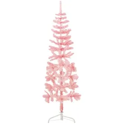 vidaXL Künstlicher Halb-Weihnachtsbaum mit Ständer Schlank Rosa 180 cm