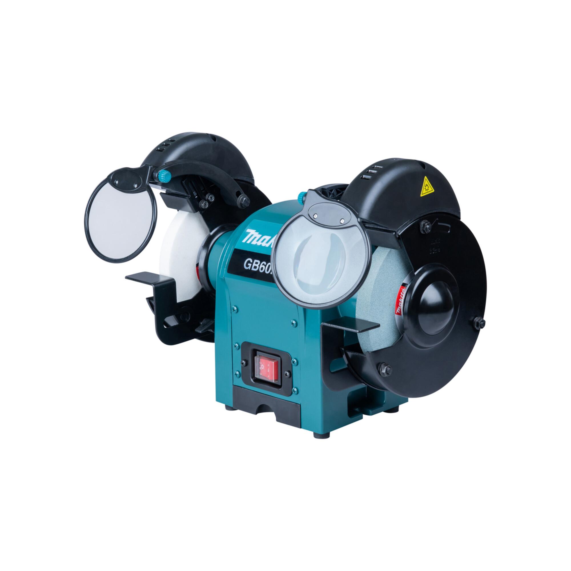 Makita GB602 Doppelschleifbock | für Metall, Stein oder Holz| mit Leistung von 250 W und Schleifscheiben von 150 mm Durchmesser)