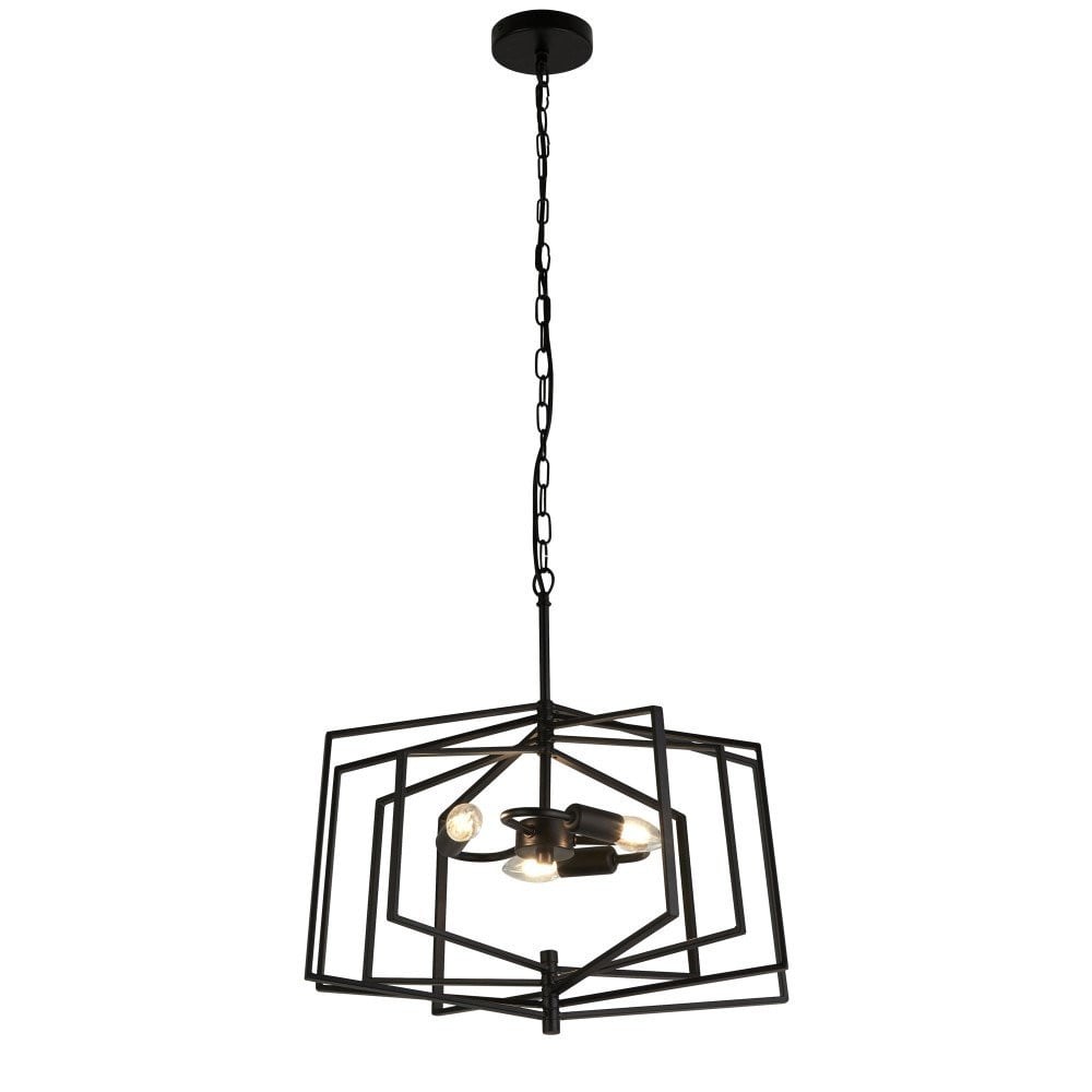 Searchlight Slinky design hanglamp - zwart - metaal