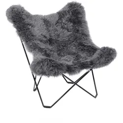 Heitmann Felle Schmetterlingsessel BKF chair mit Lammfell anthrazit