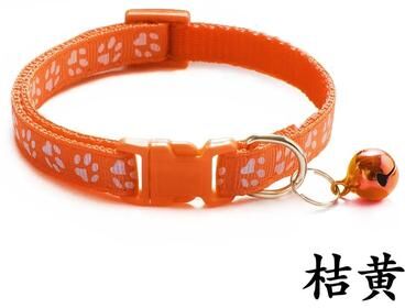 Uplifted Finds Adjustable Cute Paw Print Pet Collar With Bell orange