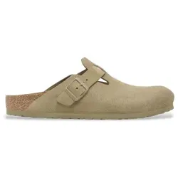 Birkenstock für Herren. 1025788 Leder-Clogs Boston grün (Reguläre Passform) khaki (42), Wohnung, Keine, Lässig