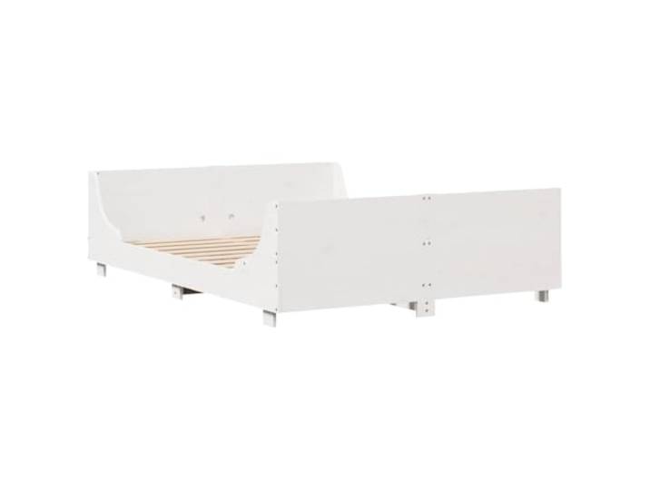 KTHLBRH Weißes Bett 160 x 200 cm ohne Matratze aus massivem Kiefernholz Bettgestell mit Kopf- und Fußteil, Lattenrost aus Sperrholz, atmungsaktive Unterstützung, einfache Montage