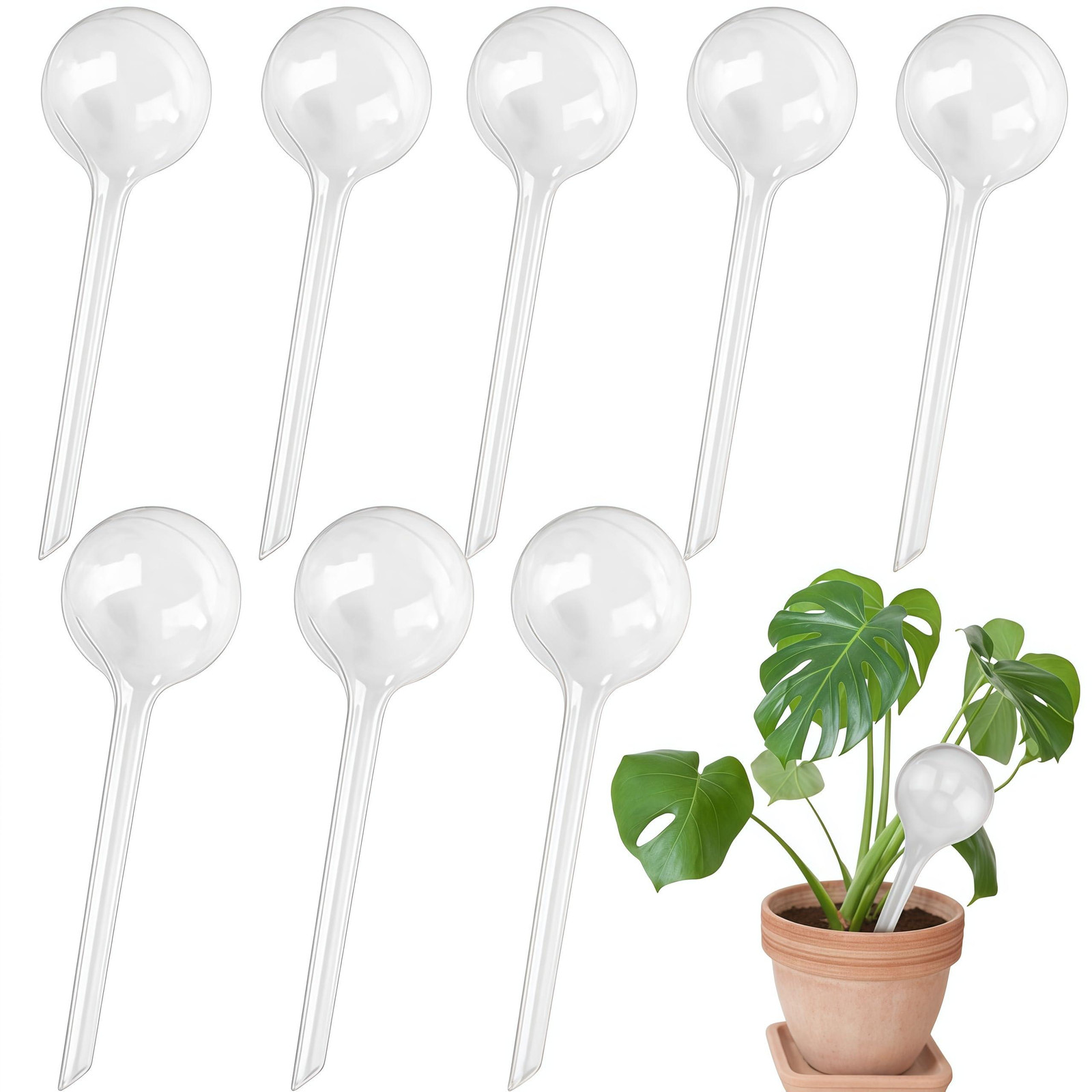 Set van 8 zelfwatergevende waterbollen van 300 ml voor planten binnen en buiten