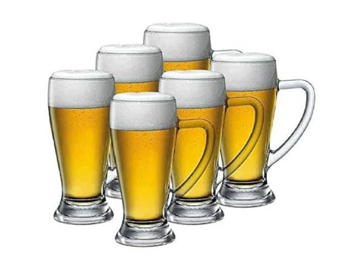 OZLMBERN Verdicktes Bierglas mit Griff, kreatives Bierglas, großes Weinglas, hitzebeständiges Saftglas, Milchglas