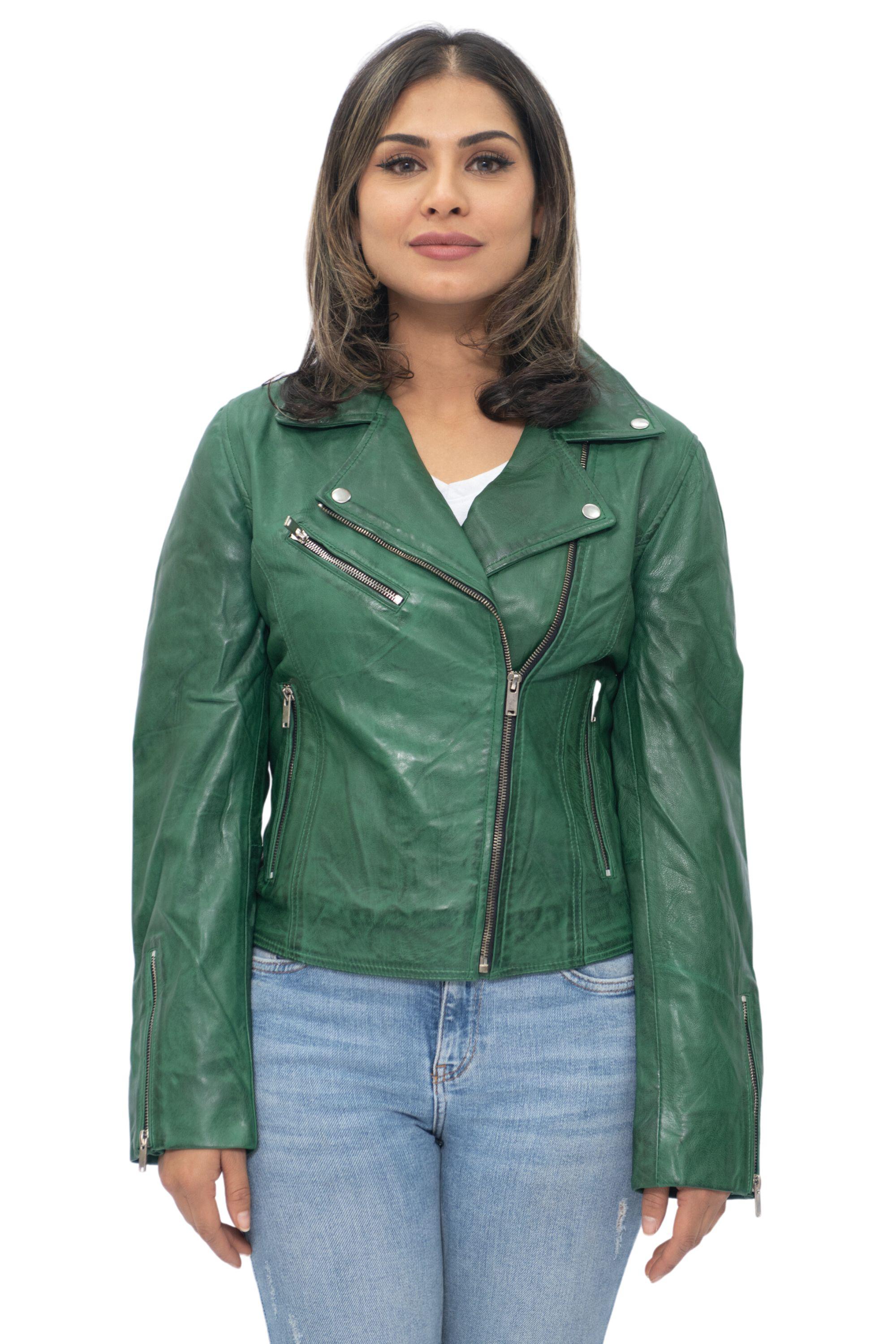 Damen-Leder-Klassiker-Biker-Brando-Jacke-Baku