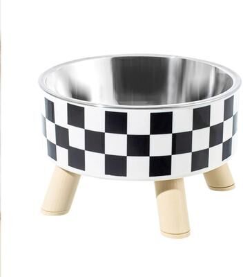Uplifted Finds Modern Elevated Stainless Steel Polka Dot Bowl b