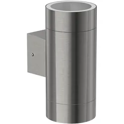 ledscom.de Wandleuchte BIDO für außen, IP44, Up-/Downlight, aluminium matt, rund, 2x GX53 max. 60W
