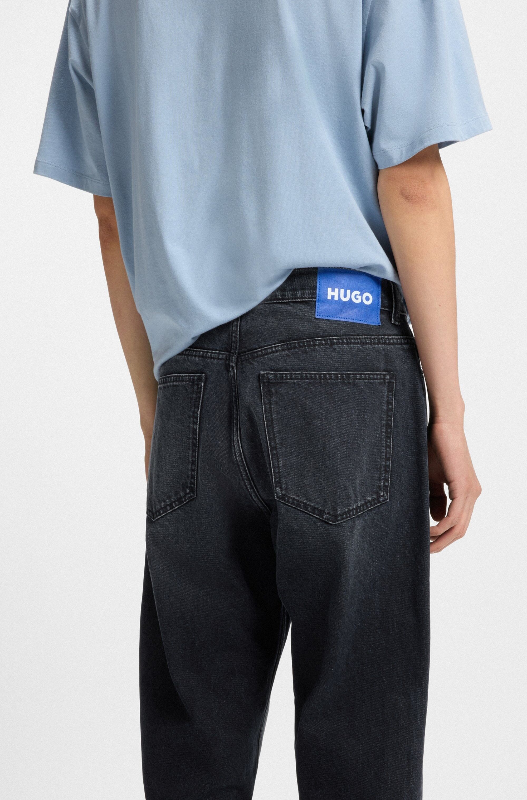 Loose-fit-Jeans HUGO "Nate", Herren, Gr. 31, Länge 34, blau (dunkelblau405), Denim/Jeans, Obermaterial: 100% Baumwolle, unifarben, loose fit lang, Jeans Loose-fit-Jeans, loose fit