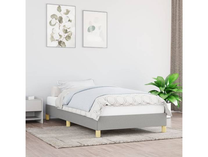 furnicato Bettgestell Hellgraues Stoffbett 203x103x35 cm mit Sperrholzlatten und (1-tlg), Atmungsaktives Schlafgestell mit Lattenrost für das Schlafzimmer