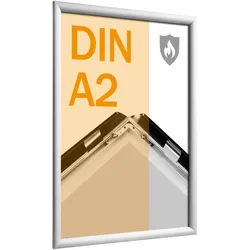 Brandschutzrahmen A2 mit B1-Zertifizierung  ohne Deckblatt  | silber, Aluminium